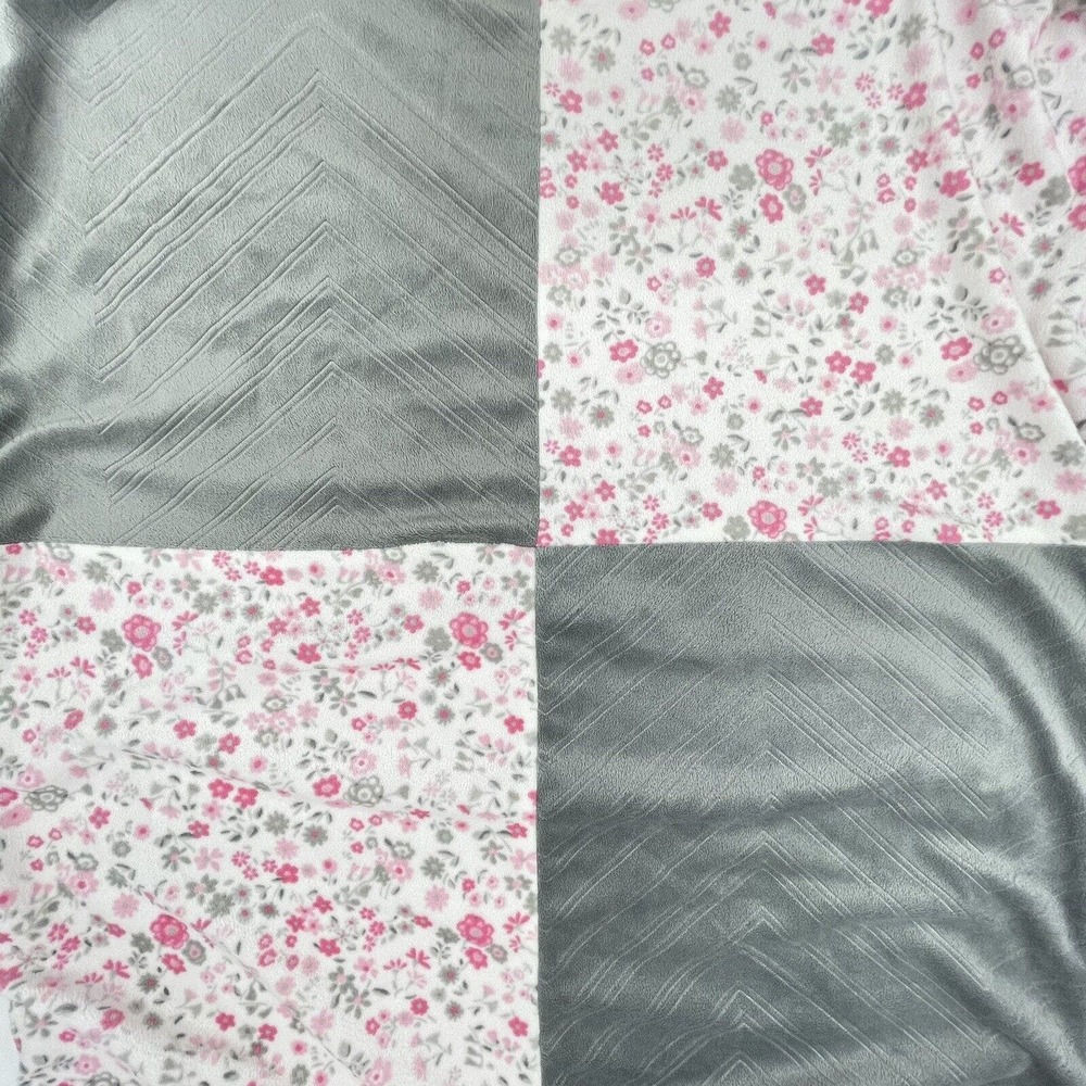 Laura Ashley Baby Blanket Pink Floral Gray Patchwork Plush Cottagecore Romantic